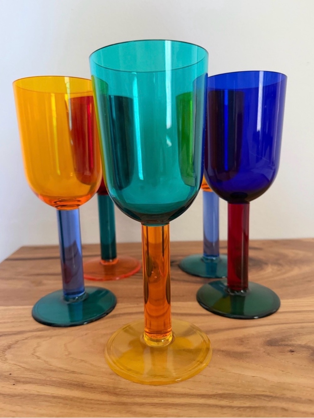 Precisioncraft - Multicolor Acrylic Wine Glass Set of 5- Vibrant Colors